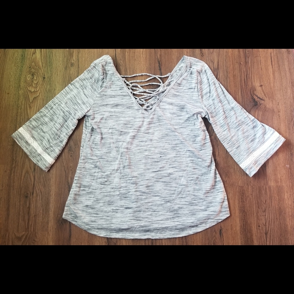 Maurices Gray Lace-Up Top